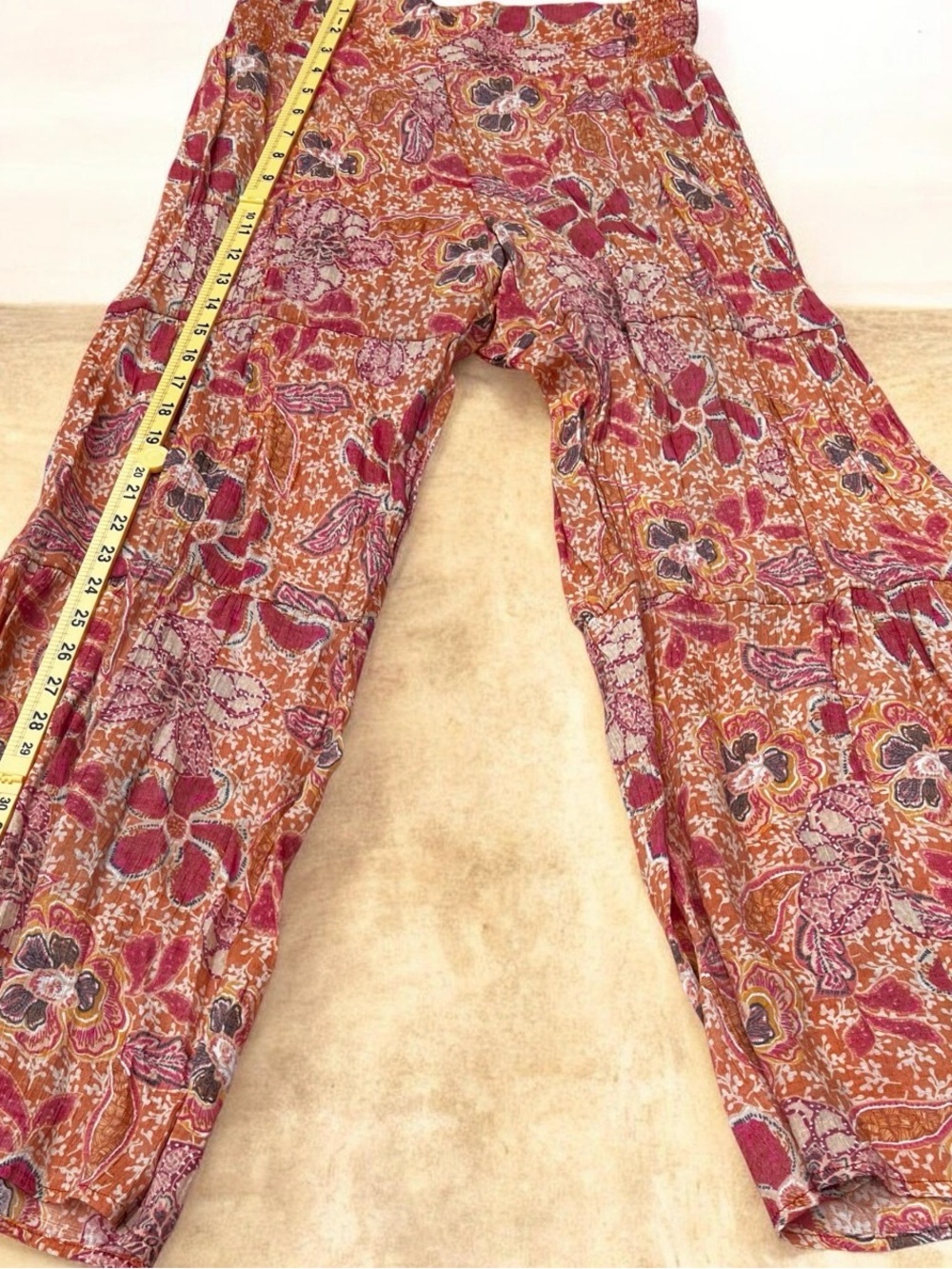 Nanette Lepore Rust and Magenta Floral Boot-Cut Pants